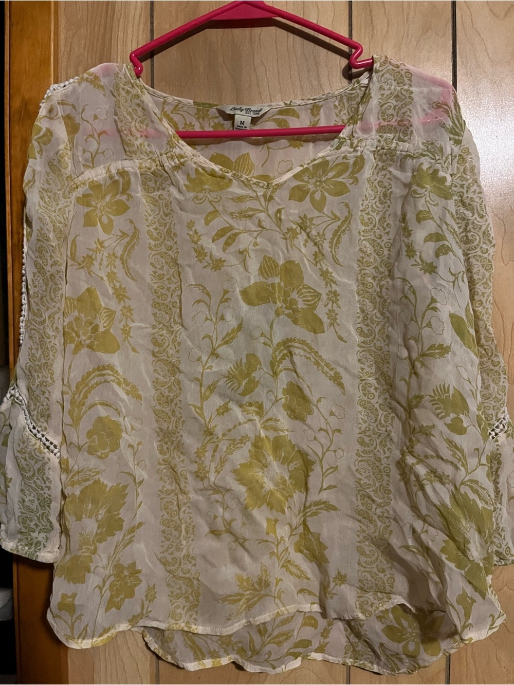 Lucky Brand White Tunic with Olive Floral Print